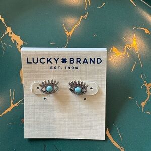 Lucky Brand Silver and Turquoise Eye Earrings